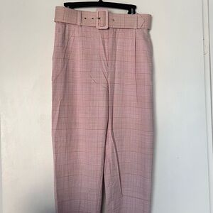 Pink Plaid High-Waisted Zara Pants with Belt